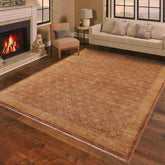 handmade Transitional Kafkaz Brown Tan Hand Knotted RECTANGLE 100% WOOL area rug 8 x 12